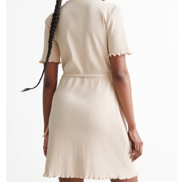 & Other Stories Cream Ribbed Wrap Robe - Picture 4 of 12